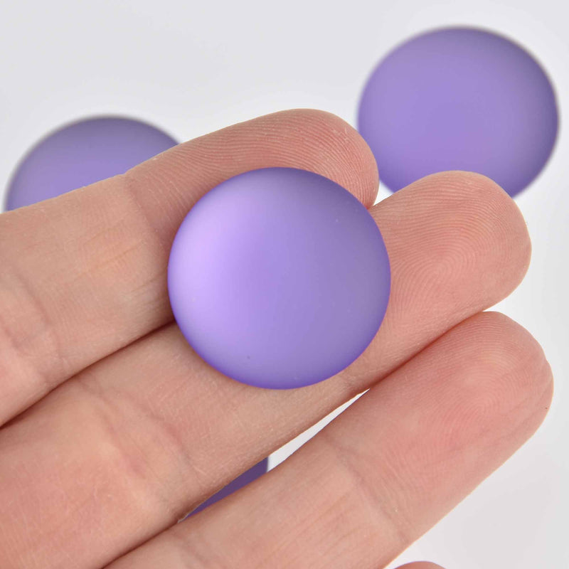 24mm Lavender Purple Lunasoft Lucite Cabochons, Matte Round, x2, cab0682