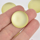 24mm Citron Yellow Lunasoft Lucite Cabochons, Matte Round, x2, cab0683
