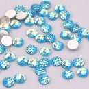 8mm MERMAID FISH SCALE Cabochons, Round Resin Metallic, blue iridescent, 50 pieces cab0688