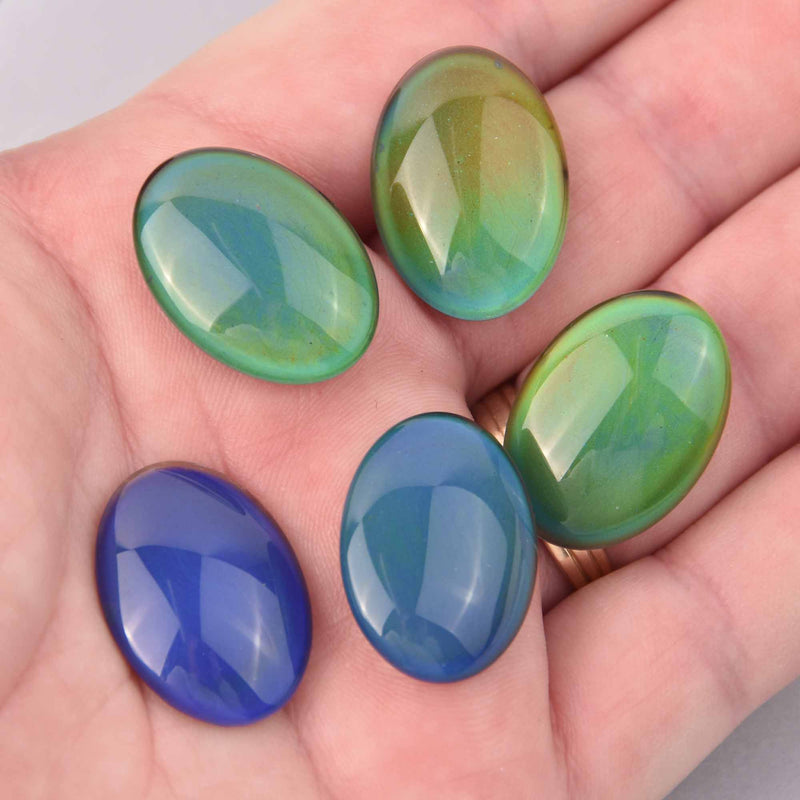 20mm Oval Cabochons, Mood Beads, Temperature Changing, 5 pcs, cab0706