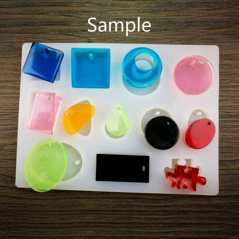 RESIN Mold, Silicone Mold to make Charms & Pendants, reusable, mold makes 12 different shapes and sizes, tol0876