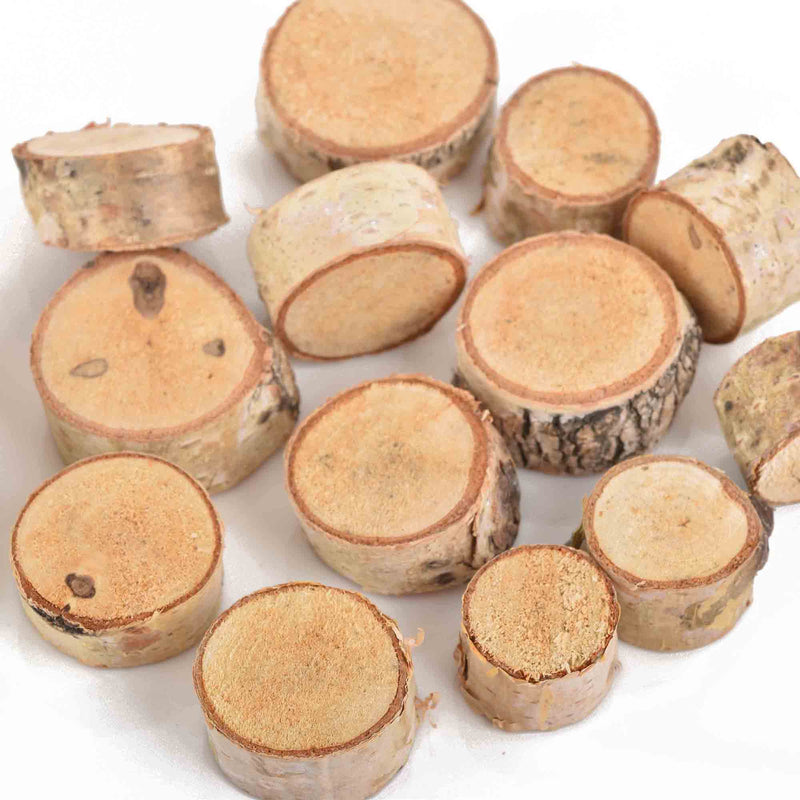 30 Natural Birch Wood Blanks, Round Circles Medallions for Craft Projects, bark logs, tree slices, about 1/2" to 1" diameter, cft0072