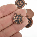 6 Copper Circle FLEUR de LIS Wax Seal Charms Pendants chc0034