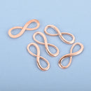 10 Bright Copper INFINITY SYMBOL Charm Pendant Connectors, distressed copper plated metal, 1-1/8" long chc0037