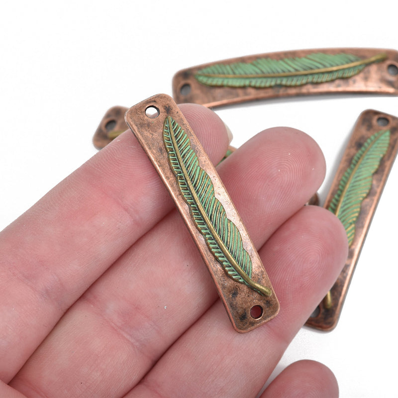 copper feather charms