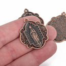 5 Copper Relic Charm Pendants, religious medal coin charms, Copper plated metal, 34x29mm, chc0078