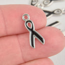 BLACK Awareness Ribbon Charms or Pendant . 1 charm  CHE0012