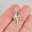 Silver Plated Artist Paint Palette with Brush, Charm Pendant . che0391