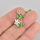 5 ENAMEL FLOWER LILY Charms, Sky Blue Center, Gold Tone Metal Rhinestone Pendants . che0505