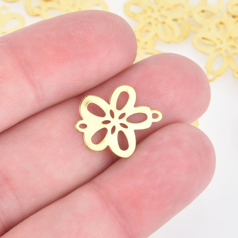 20 Gold Brass Flower Connector Links, 2 holes chg0077