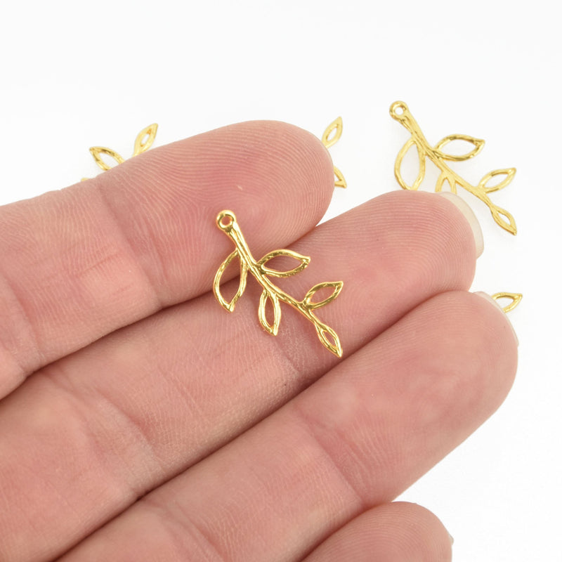 2 GOLD PLATED Copper Charm Pendants Tree BRANCH, open design chg0098