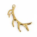2 Large Gold Tone HORN ANTLER Charm Pendants  chg0127