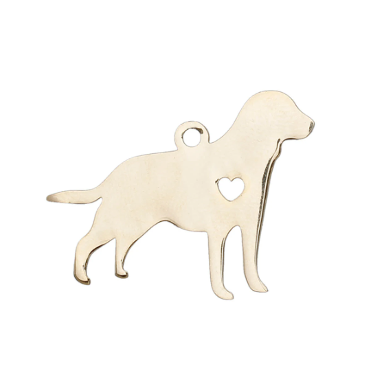2 GOLD Stainless Steel LABRADOR RETRIEVER Charm Pendants, Dog Shape Charms, Design Metal Stamping Blanks 29x24mm, 15 gauge, Chg0483