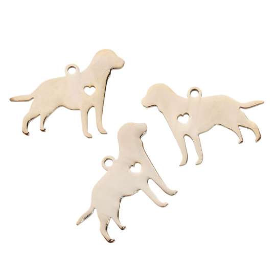 2 GOLD Stainless Steel LABRADOR RETRIEVER Charm Pendants, Dog Shape Charms, Design Metal Stamping Blanks 29x24mm, 15 gauge, Chg0483