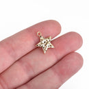 10 Bright Gold Hammered Metal STAR Charm Pendants, 18x15mm chg0513