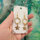 10 Bright Gold Hammered Metal STAR Charm Pendants, 18x15mm chg0513