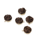 2 Gold Plated Faux Druzy Charm Pendants, CHOCOLATE BRONZE SPARKLE Resin Druzy, 22x18mm, chg0520