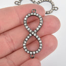 2 Rhinestone Gunmetal INFINITY Connector Charms . cho0012