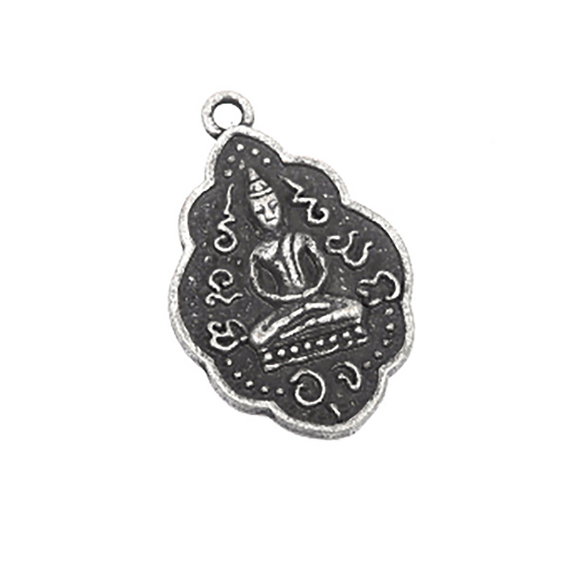 2 THAI BUDDHA charm pendants, gunmetal metal, religious icon, 42x26mm, cho0146