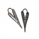 5 HEART Charm Pendants, hammered gunmetal black metal, stylized elongated heart, 60x18mm, 2-3/8" long, cho0215
