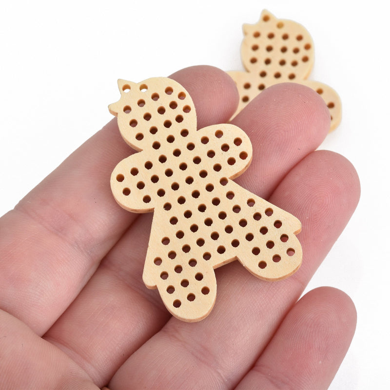 4 Cross Stitch WOOD BLANK Shapes, GIRL 2" long, make your own embroidery charm pendant, Cho0217