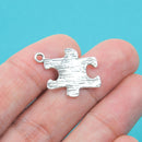 8 Silver Tone Metal Pewter PUZZLE PIECE Charm Pendants  23mm chs0007