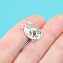 10 Silver Tone Art PAINTER'S PALETTE Charm Pendants 17x12mm . chs0040