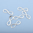 6 INFINITY SYMBOL  Bright Silver Metal Charm Connectors  30x10mm chs0065