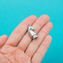 4 Silver Tone 3D CHESS KNIGHT Horse Charms Pendant Findings 27mm chs0071
