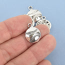 10 Silver Tone Metal Baseball / Softball Charm Pendants 18x14.5mm chs0114