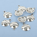 10 Silver Tone Metal Baseball / Softball Charm Pendants 18x14.5mm chs0114