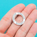 6 Silver Metal BASEBALL Affirmation Ring Circle Charm Pendants chs0122