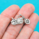 4 Silver Metal CHOPPER MOTORCYCLE Charm Pendants 24x14mm chs0272