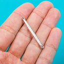 10 Silver Metal Bar Connectors 40mm x 3mm CHS0340