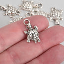 8 Silver Tone Metal TURTLE Tortoise Terrapin Charm Pendants 13 x 24mm chs0852