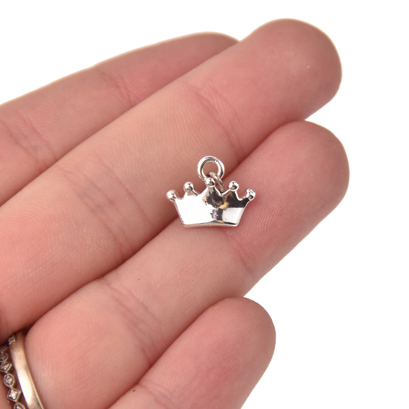 Silver Plated CROWN Charm, Tiny 5-Point Pendant chs1100