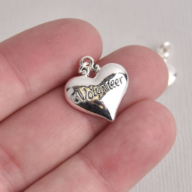 1 VOLUNTEER Silver Plated Heart Charm Pendant  chs1106
