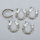 5 Large Silver Tone Metal Filigree HORSESHOE Charm Pendants, 26x23mm, chs1566