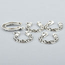 5 Large Silver Tone Metal Filigree HORSESHOE Charm Pendants, 26x23mm, chs1566