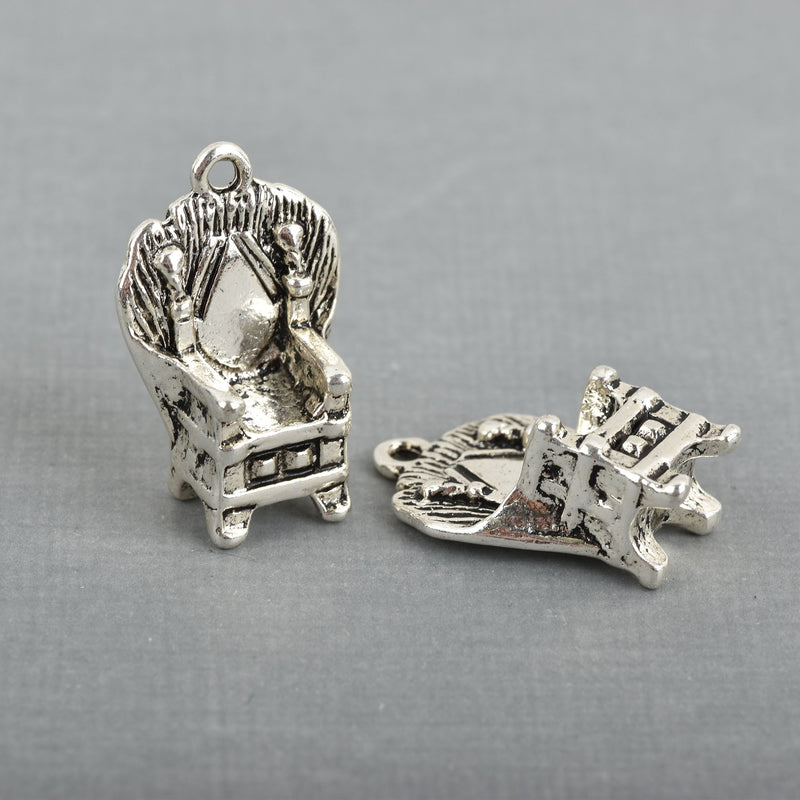 4 Silver Pewter BOUDOIR CHAIR Charm Pendants  chs1596