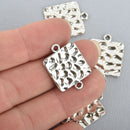 8 SQUARE Hammered Metal Silver Connector Link Charms, 1" long chs1738