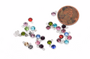 20 Mixed Color Rhinestone Silver Drop Charms, 5mm charm pendants, chs1912