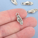 10 LOTUS FLOWER in PALM of Hand Charm Pendants, silver tone metal,  chs2135