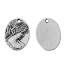 5 VICTORIAN PORTRAIT CAMEO Oval Charms, Lady Profile Charms, Antique Silver, chs2218