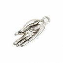 5 Silver MEDITATION OM Charms, Silver oxidized metal charms, Silver hand pendants, Yoga charms, 35x13mm, 1-3/8" long, chs2852
