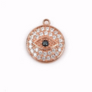 ROSE GOLD Evil Eye Charm, Hand-Set Cubic Zirconia Rhinestones, Lucky Eye Charm, 12mm (1/2"), chs2894