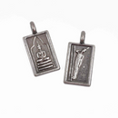 4 THAI BUDDHA charm pendants, gunmetal rectangle religious icon relic charm 26mm chs2904