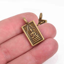 4 THAI BUDDHA charm pendants, bronze metal, rectangle religious icon relic charm, double sided, 26x13mm, chs2908
