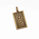 4 THAI BUDDHA charm pendants, bronze metal, rectangle religious icon relic charm, double sided, 26x13mm, chs2908