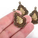 5 Bronze Charms, fancy Victorian filigree design, teardrop charms, 37x25mm, chs2956